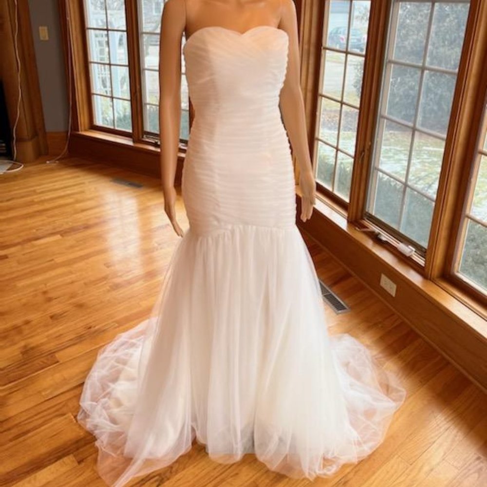 *Queen Ivory Tulle Corset Strapless Wedding Dress Bridal Gown Size 10 12